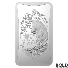 2022 Silver 1/2oz Royal Australian Mint Lunar Tiger Frosted Ingot Bar