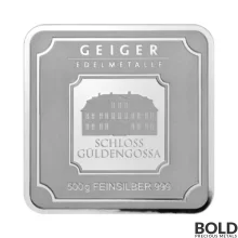 Silver 500 Gram Geiger Edelmetalle Square Bar (Original)