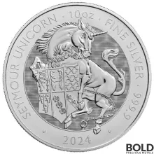 2024 10 oz British Tudor Beasts: Seymour Unicorn Silver Coin (BU)