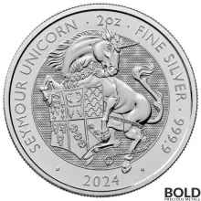 2024 2 oz British Tudor Beasts: Seymour Unicorn Silver Coin (BU)