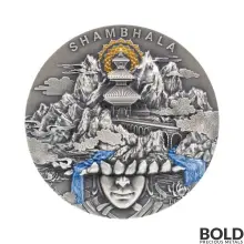 2022 Niue Legendary Lands: Shambhala 2 oz Silver Antique Coin