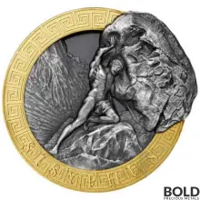 2022 Niue Mythology: Sisyphus 2 oz Silver Antiqued HR
