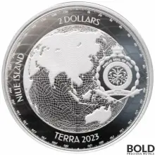 ニウエ　TERRA2023　地球　2ドル銀貨　純銀　ファインシルバー9999 2023-1-oz-Niue-Terra-Silver-