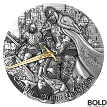 2021 Niue Camelot: Arthur Pendragon 2 oz Silver Antiqued Proof