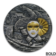 2019 Niue Venetian Mask High Relief 2 oz Silver