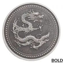 2024 Silver 2 oz Samoa Year of the Dragon Antiqued Coin