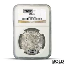 Pre-1921 Morgan Silver Dollar (MS63, NGC)