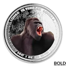 2017 Republic of Congo Gorilla 1 oz Silver Proof (Colored)