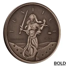 2022 1 oz Gibraltar Lady Justice Silver (Antiqued) | BOLD Precious