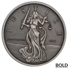 2023 Silver 1 oz Gibraltar Lady Justice Antiqued Coin