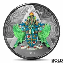 2023 1 oz St. Lucia Coat of Arms Silver Coin Proof (Colored)