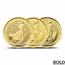1/4 oz British Gold Britannia Coin (BU, Random Year)