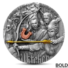 2023 2 oz The Witcher: Baptism of Fire Silver Coin (Antiqued, High Relief)