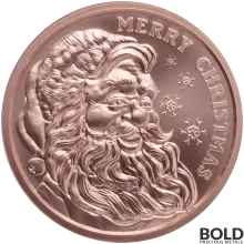 Copper 1 oz Merry Christmas Santa Round