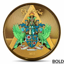 2023 1 oz St. Lucia Coat of Arms Gold Coin Proof (Colored)