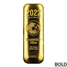2022 Gold Bar Lunar Tiger Scottsdale - 100 gram