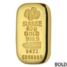Gold 50 Gram PAMP Cast Bar