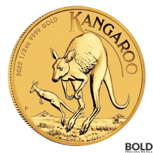2022 Australian Perth Kangaroo 1/2 oz Gold BU