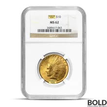$10 Indian Eagle Gold Coin (Random Year, MS62 NGC/PCGS)