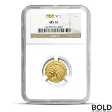 $2.50 Indian Quarter Gold Eagle Coin (MS61, NGC or PCGS, Random)