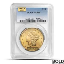 $20 Liberty Double Eagle Gold Coin (MS64,  NGC or PCGS)