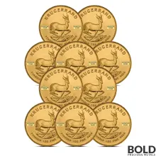 1 oz South African Krugerrand Gold Coin (Random, Lot of 10)