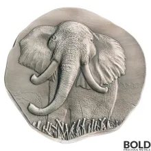 Silver 10 oz Argentia Elephant UHR Antiqued Round
