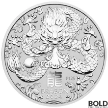 2024 2 oz Australian Silver Lunar Dragon Coin (BU)