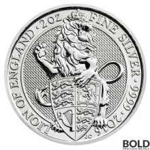 2016 2 oz British Silver Queen's Beasts Coin (The Lion, Impaired)