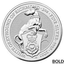 2021 2 oz Britain Queen's Beasts Greyhound of Richmond Silver Coin (BU, Impaired)