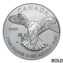2014 1 oz Canadian Birds of Prey Peregrine Falcon Silver Coin (Impaired)