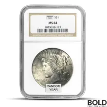 Peace Silver Dollar Coin (Random Year, MS64 NGC)