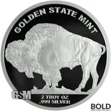 2 oz Golden State Mint Buffalo Silver Round