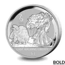 2022 1 oz BVI Walking Liberty 75th Anniversary Reverse Silver Coin (Frosted)