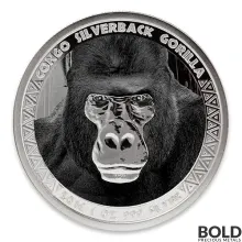 2016 1 oz Republic of Congo Gorilla Silver Coin (Proof, Colored)