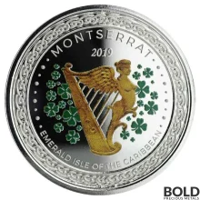 2019 1 oz Montserrat Emerald Isle Silver Coin (Proof, Colored)