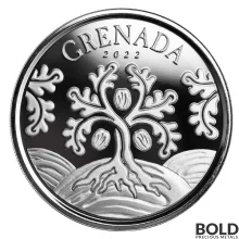 2022 1 oz EC8 Grenada Nutmeg Tree Silver Coin (BU, *no capsule)