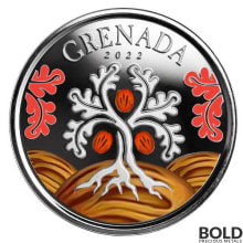 2022 1 oz EC8 Grenada: Nutmeg Tree Silver Coin (Proof, Colored)