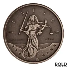 2022 1 oz Gibraltar Lady Justice Silver Coin (Antiqued)