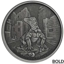 2022 1 oz Tokelau AI Apocalypse Komodo Dragon Silver Coin (Antiqued)