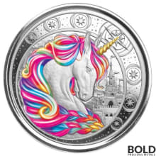 2023 Silver 1 oz Ghana Unicorn "Blossom" Rainbow Colored Coin