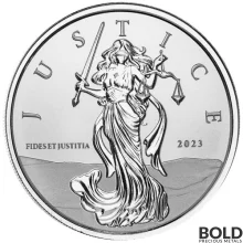 2023 1 oz Gibraltar Lady Justice Silver Coin (Prooflike)