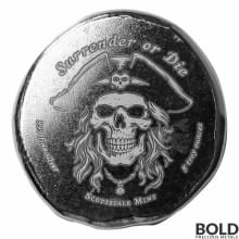 5 oz Scottsdale Pirate Skull Surrender or Die Button Silver Coin
