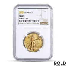 1/2 oz America Gold Eagle MS70 (Random Date, Brown Label, NGC)