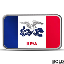 1 oz Iowa State Flag Silver Bar (Colored)