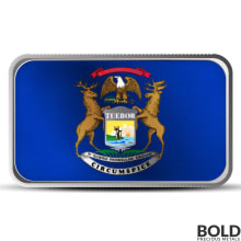 1 oz Michigan State Flag Silver Bar (Colored)