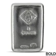 5 oz Johnson Matthey Silver Bar (Cast)