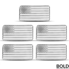 10 oz Highland Mint Flag Silver Bar (Lot of 5)