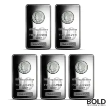 Highland Mint 10 oz Morgan Silver Bar - Lot of 5