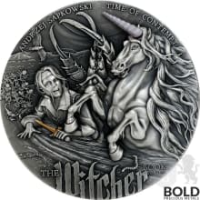2022 2 oz The Witcher: Time of Contempt Silver Coin (Antiqued, High Relief)